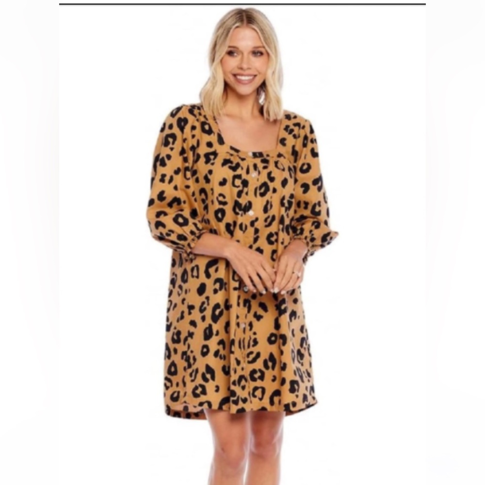 Mud pie cheetah print cotton swing dress